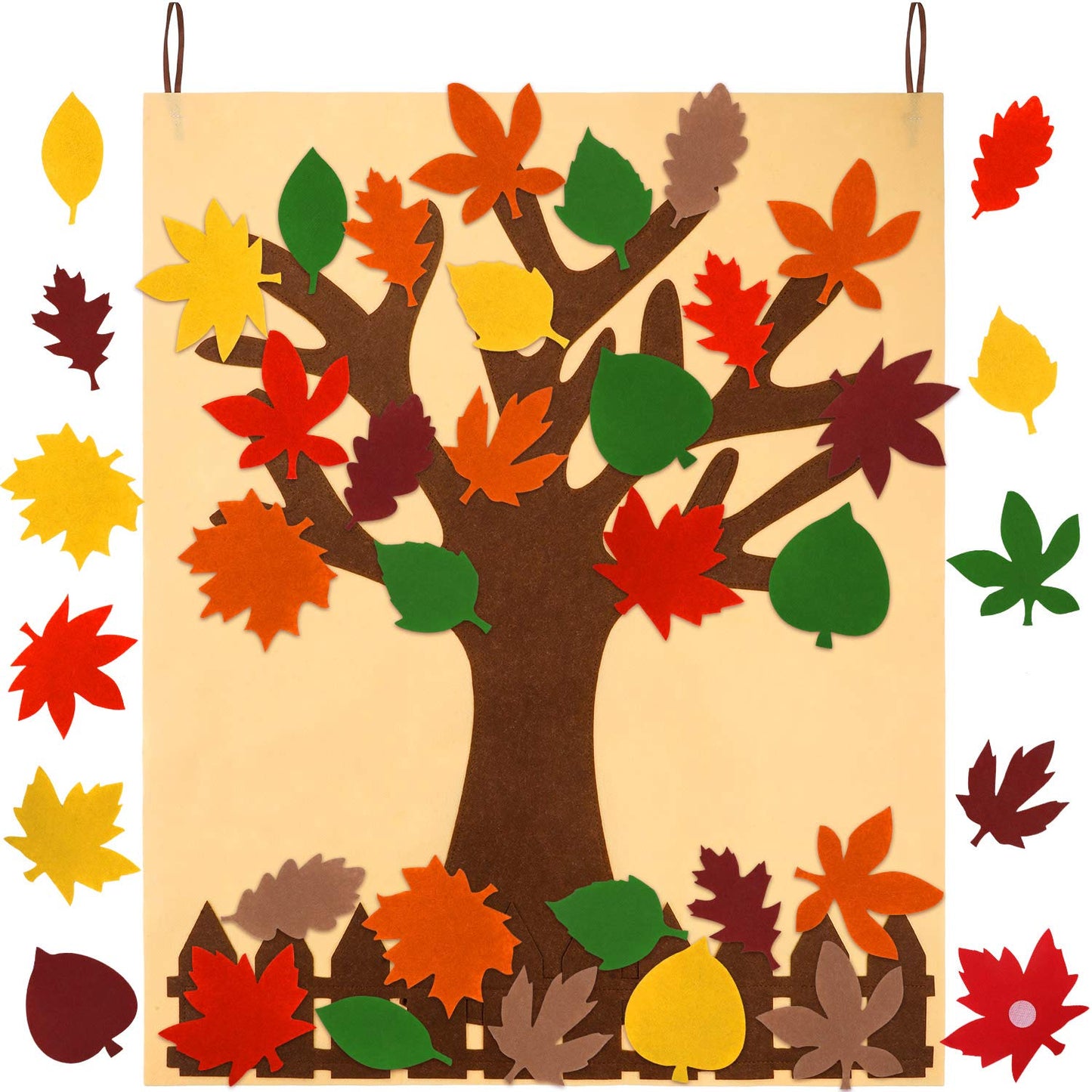 Fall Tree of Thanks Craft Kit Felt Fall Decorations Fall Tree Board with 60 Pieces Autumn Leaf Maple Leaves Ornaments Autumn Bul