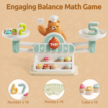 TOP BRIGHT Balance Math Game - STEM Educational Toy for Kids Age 3-5, Multicolored Counting Game for Preschool Learning