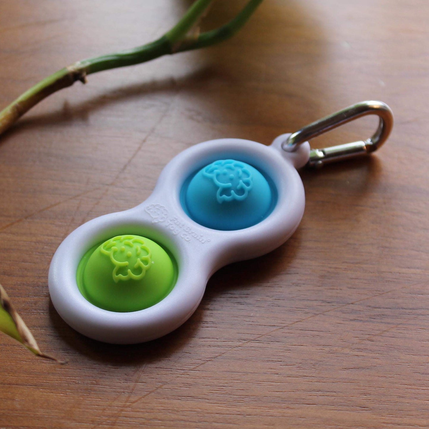 Fat Brain Toys Simpl Dimpl - Simple Dimple - Blue/Lime - Popping Fidget Keychain
