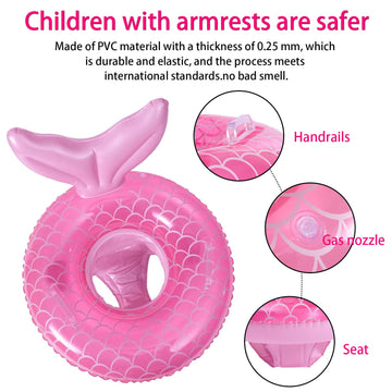 Zeyglxc 2023 New Mermaid Baby Swimming Pool Floats 6-48 Months,Inflatable Pool Swim Ring With Seat And Handle For Babies Toddler
