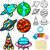 Qyeahkj 36 Set Outer Space Suncatchers Crafts for Kids DIY Solar System Window Tissue Paper Craft Kit Space Hanging Decor for Pl