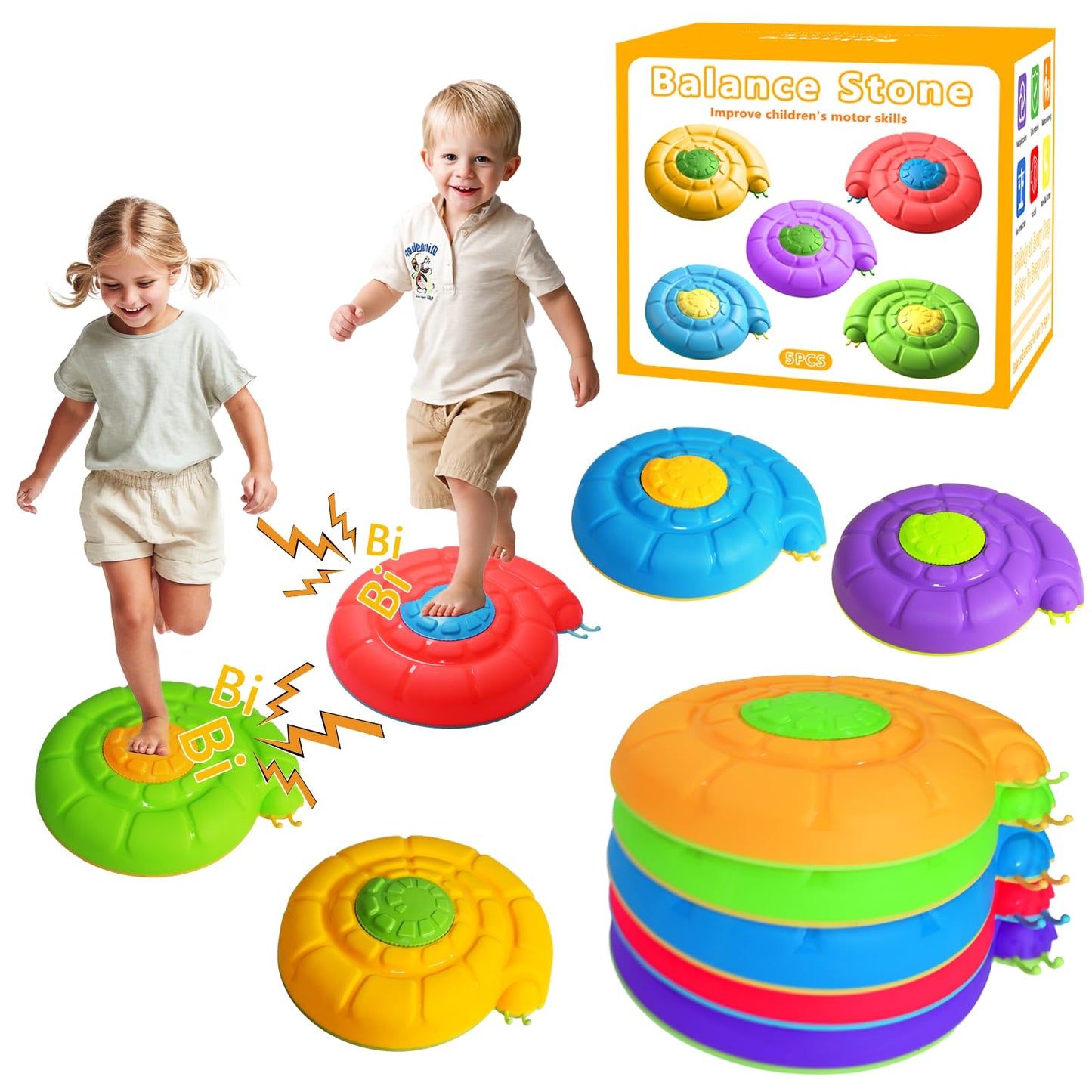 Lanrxs Snail Stepping Stones For Kids Aged 3+5Pcs Bb Sound Balance ToysnonSlip Indoor Outdoor Toys For Toddlerssensory Toys Gif