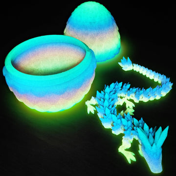 Tboline 3D Printed Dragon Egg Glow In The Dark, 3D Printer Full Articulated Crystal Animals Fidget Toy, Surprise Easter Mythical