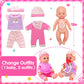 Tsomtto 12” Baby Doll Play Set Carrier Crossbody Baby Doll Diaper Bag Girl Pretend Play Toy Interactive Stuff Baby Doll Accessories For Toddlers 3-5 Realistic Babydoll Toy 2 3 4 5 Year Old Girl Gifts