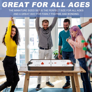 40in Tabletop Air Hockey Table  Portable Arcade Game Table for Kids and mature-themed  Indoor Game Table w/ 2 Pucks  2 Pushers  Electronic Motor Fans for Game Room?Family Recreation (Dark Woodgrain)