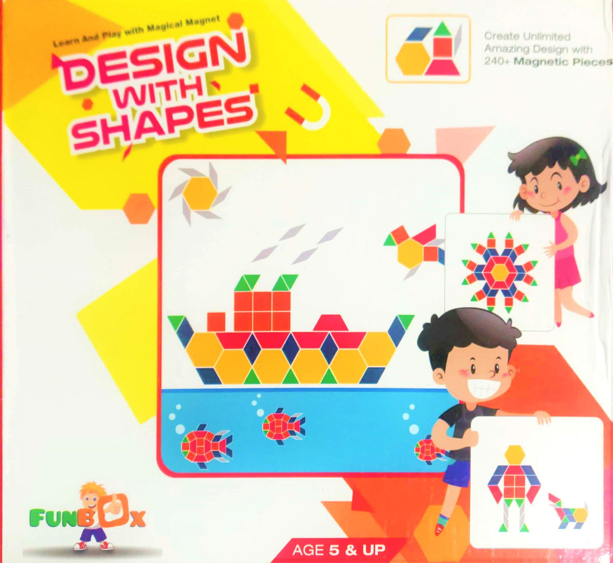 Negi Design With Shapes Big Magnetic Puzzle For Kids, 240 Pieces In 6 Colours