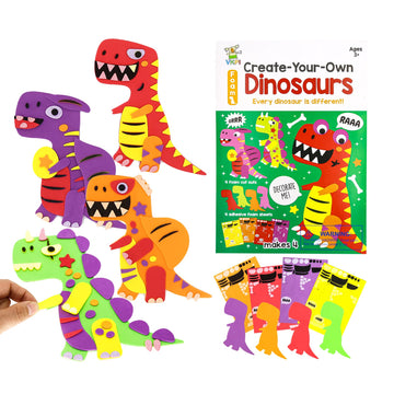 Vkpi 4 Pieces Eva Foam Art Crafts Gift Kit, Creative Make Your Own Dinosaurs, Cartoon Foam Paper Craft Projects For Kids Ages 4+