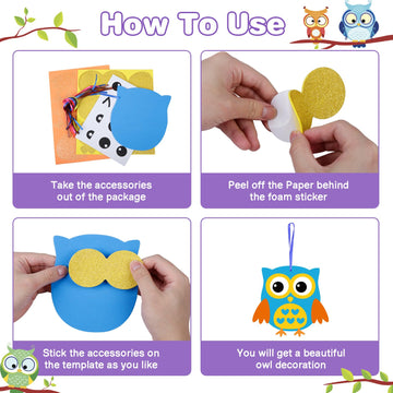 Fennoral 12 Pack Fall Craft For Kids Owl Craft Kits Make Your Own Owl Foam Stickers Diy Arts And Crafts For Boys Girls Art Activ