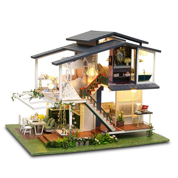 Gudoqi Diy Miniature Dollhouse Kit, Tiny House Kit With Music, Miniature House Kit 1:24 Scale Monet Garden, Great Handmade Crafts Gift For Birthday Christmas Day
