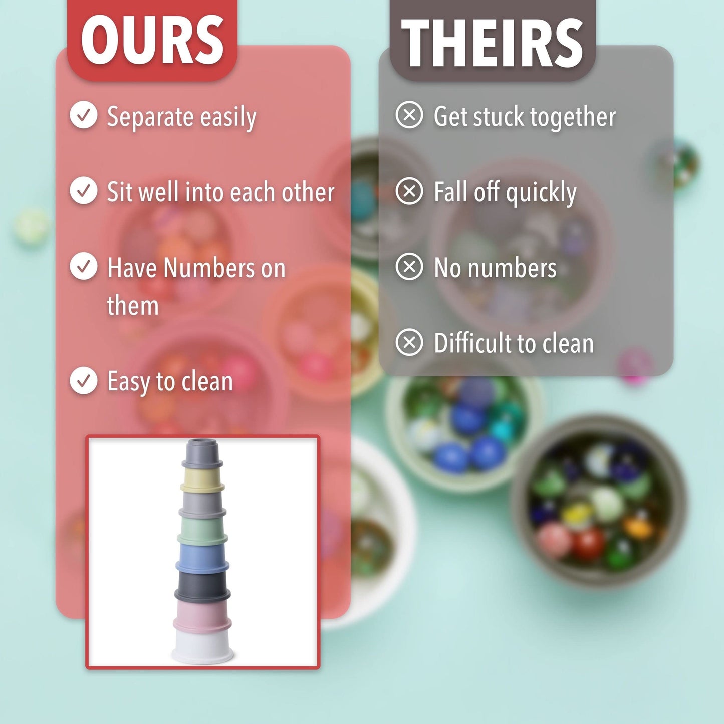 Mr. Pen- 8 Pcs, Baby Stacking Toys, Nesting Cups For Baby And Toddler