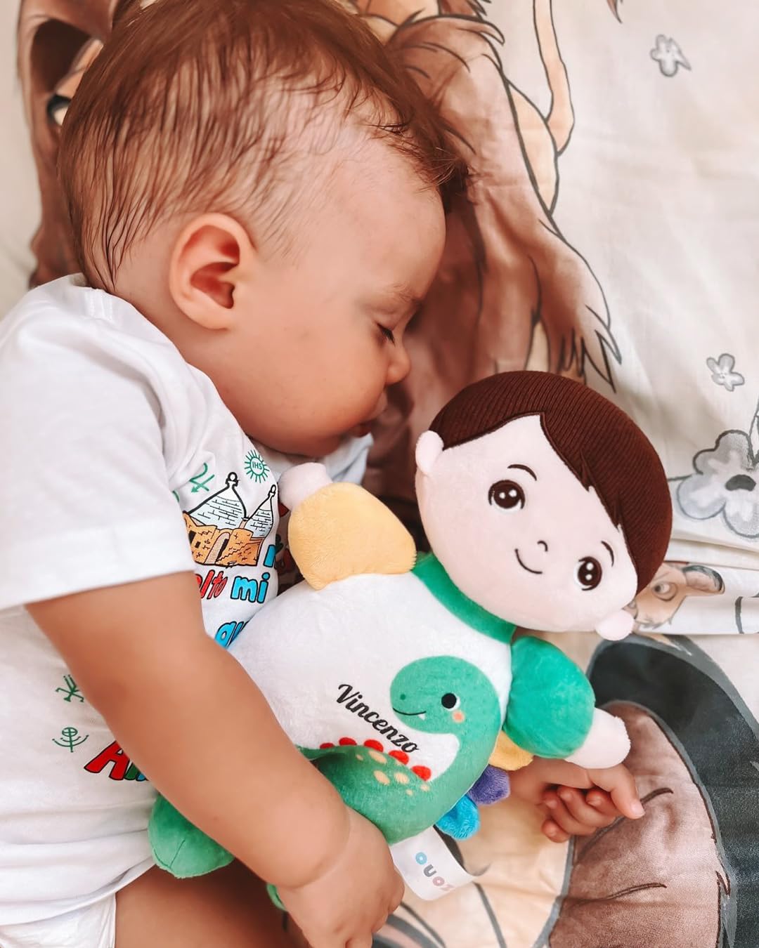 OUOZZZ 10" Soft Baby Boy Doll Set - Emotional Social Doll with Accessories, Polyester, A-car02 Dinosaur Set