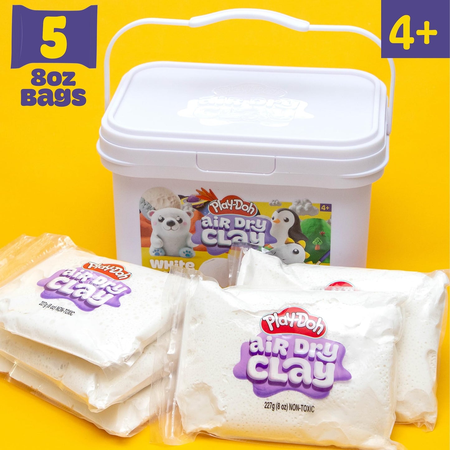 Play-Doh Brand Air-Dry Clay Bucket, Paintable White Modeling Clay, Arts & Crafts Gift, Craft Supplies, Sculpting and Molding Cla