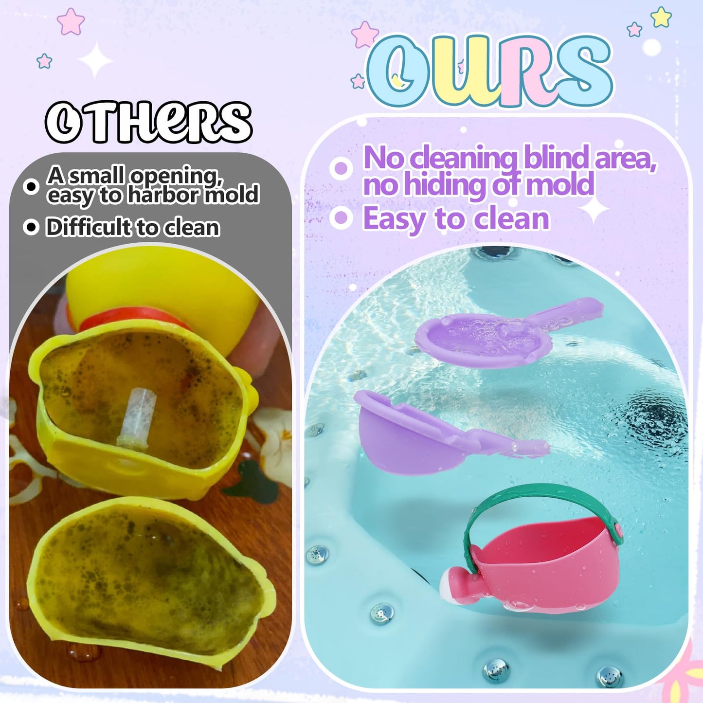 Biubee Bath Toys For Toddlers Age 1-3 - Small Baby Bath Tub Swimming Pool Water Table Toys, Soft Mold Free Water Toys Fun Tactile Training Newborn Gifts, Pink, 3Pack