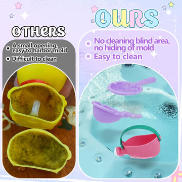 Biubee Bath Toys For Toddlers Age 1-3 - Small Baby Bath Tub Swimming Pool Water Table Toys, Soft Mold Free Water Toys Fun Tactile Training Newborn Gifts, Pink, 3Pack