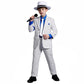 BAURGHOP Kids Dance Star Costume for Boys Girls 80s 90s Pop Stage Outfit for Cosplay Party Halloween (8-9 Years)