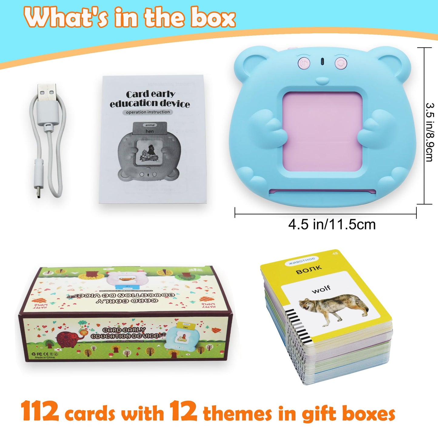 MAYAPHILOS Russian and English Bilingual Talking Flash Cards with 224 Sight Words Fun Russian Language Learning Toys for Kids, A