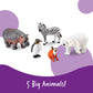 Learning Resources Jumbo Zoo Animals Set, 5 Plastic Figures, Multi-color, 7-3/4 L x 4 W in, Ages 2+, Model LER0788