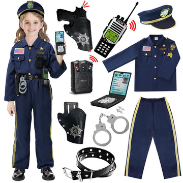 Beikeetoo Police Costume For Kids Cosplay, Exquisite Police Officer Costume For Kids Costumes Boys Girls, Dress Up Police Unifor