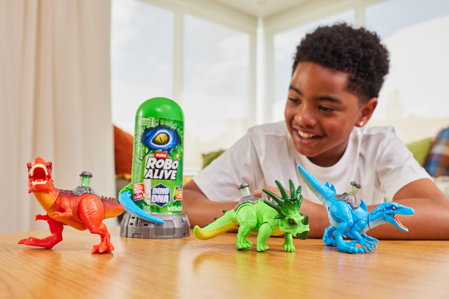 Robo Alive Dino DNA (T-Rex) by ZURU, Light up Dinosaur Toy, Surprise Unboxing