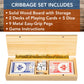 We Games 3 Player Wooden Cribbage Set - Easy Grip Pegs And 2 Decks Of Cards Inside Of Board - Natural Wood