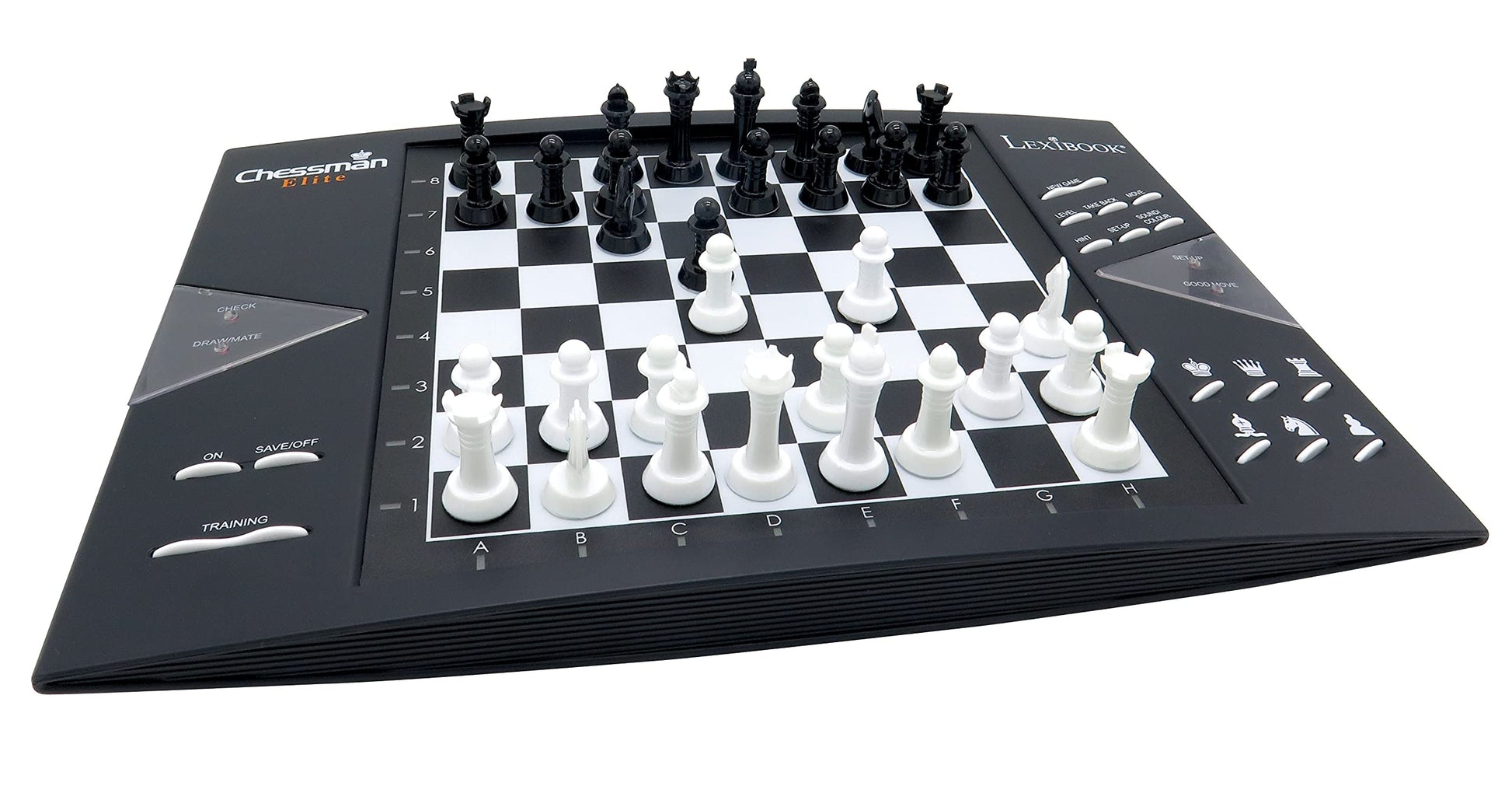 Lexibook Chessman® Elite Interactive Electronic Chess Game +, 64 Levels Of Difficulty, Leds, Family Child Board Game, Black/White, Cg1300Us