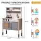 Robud Play Kitchen For Kids, Wooden Play Kitchen Set With Sounds & Lights, Modern Vintage Pretend Play Kitchen Set For Toddlers,
