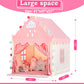 SISTICKER Kids Play Tent with Mat - Large Fairy Princess Castle, 47x41x51in, Pink Beige, Polyester, Model KP-CH-042