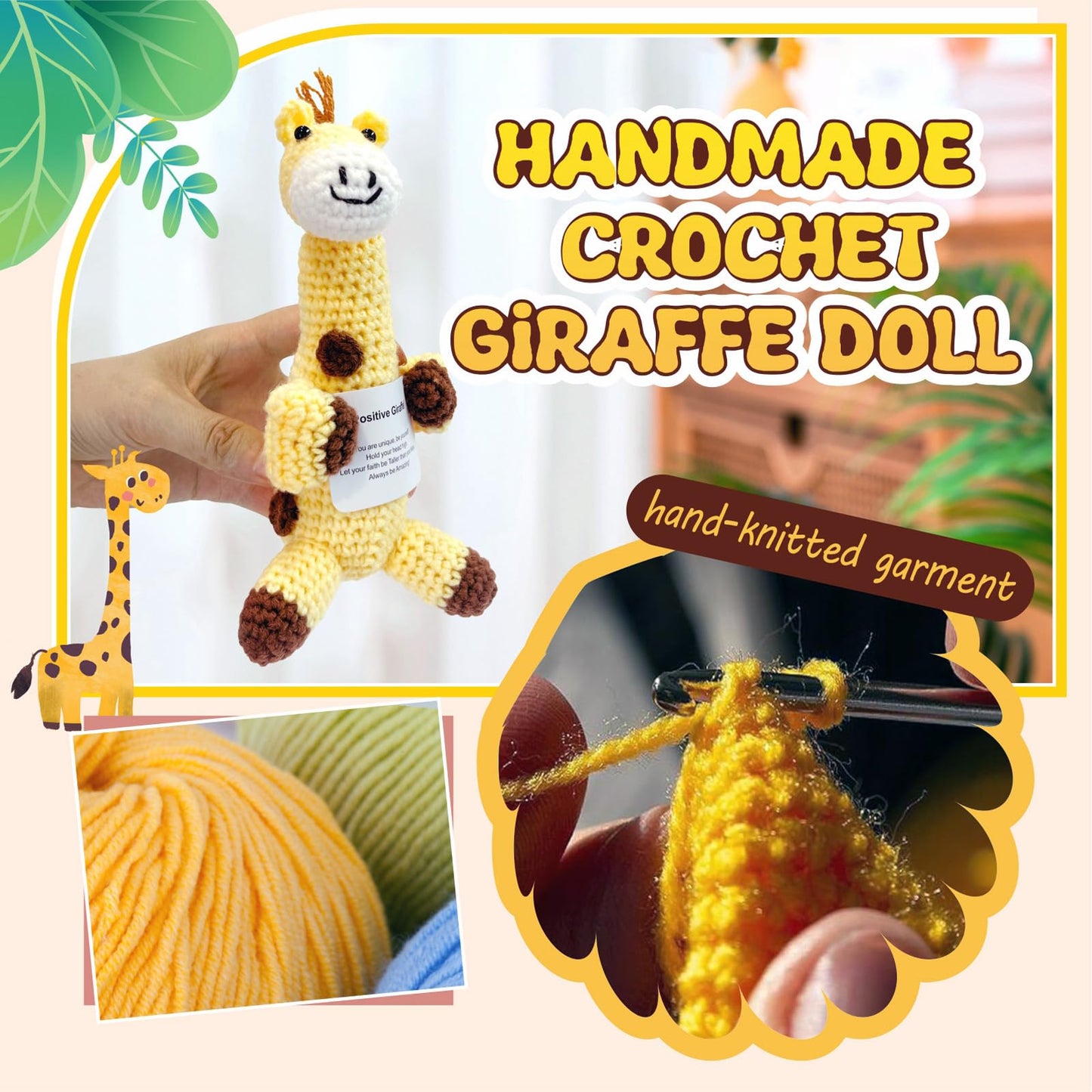utosday Positive Crochet Animals Giraffe for Him Her Boyfriend Girlfriend, to My Love Handmade Emotional Support Crochet Birthda
