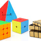 AUTHFORT Speed Cube Bundle Stickerless Magic Cubing Classroom Smooth Puzzles Set with Gift Packing (2 X 3 X Gold X Pyramid)