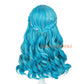 Long Curly Blue Wig For Kids With Rhinestones & Wig Cap, Blue Gradient Wave Wigs Toddler Child Synthetic Fiber Hair Blue Wigs Fo