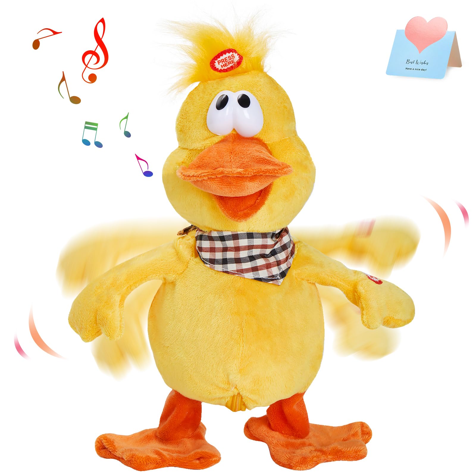 Houwsbaby 12 Electronic Squawking Duck Toy,Electronic Quacking Musical Duck Stuffed Animal,Interactive Walking Singing Waving 