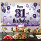 LASKYER Happy 31st Birthday Decorations,31st Purple Balloon Large Birthday Banner Backdrop Sign,31 Years Old Bday Party Supplies