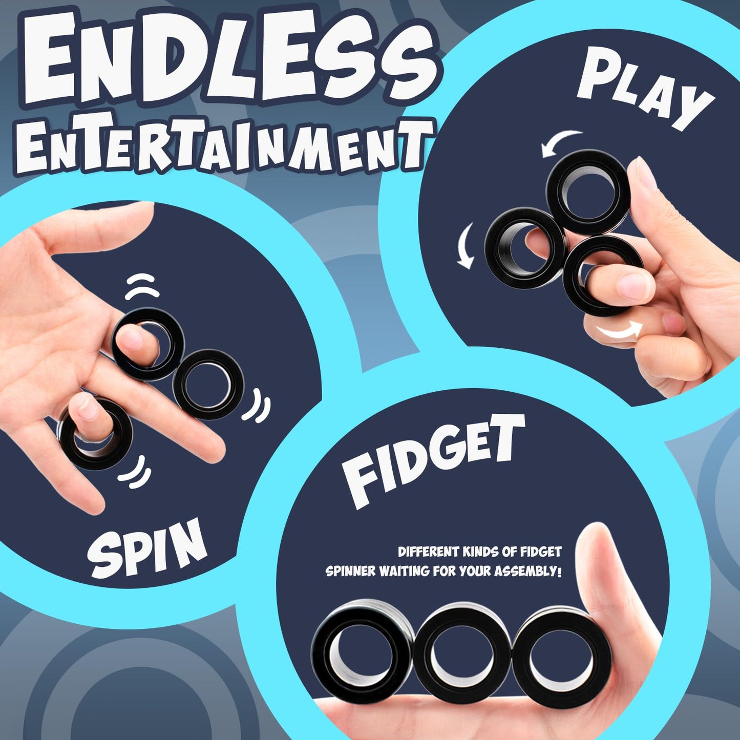 Yrissmiss Fidget Toys Adults Pack 15Pcs,Fidget Spinner With Magnetic Rings Gyro,Fidget Controller Autism Sensory Toys,Adhd Stres