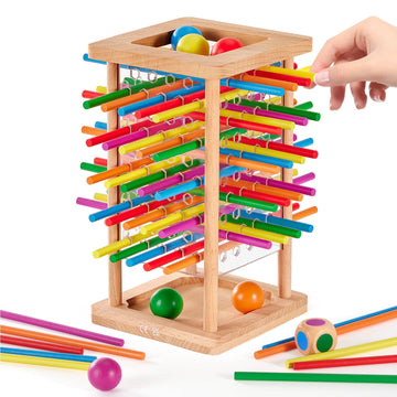 Montessori Game Wooden Board Game, 48 Colorful Sticks Dice Game For 3 4 5 6 Year Old, Kerplunk Game For Kids Math Educational To