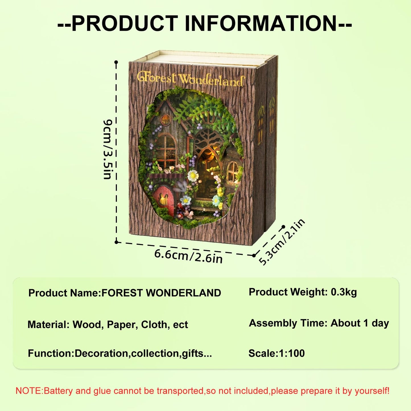 CUTEROOM DIY Miniature House Kit - Wooden Dollhouse with Furniture, One Size, Forest Wonderland