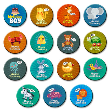 Exciting Lives  Birthday Boy Party Badges Set Of 15  Gift For Kids, Colorful Badge Boys Teens Adults Party Pins