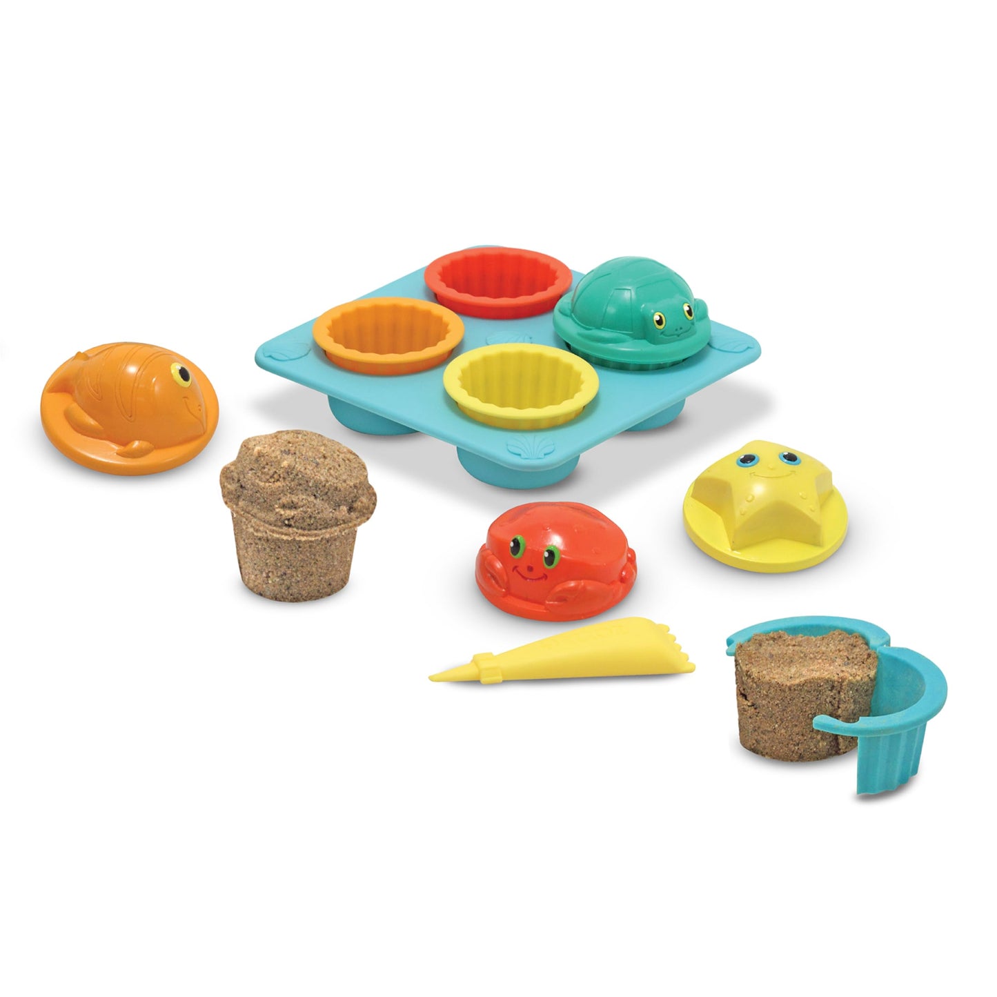 Melissa & Doug Seaside Sidekicks Sand Cupcake Play Set - Beige, Toddler Beach Toys for Ages 3+, Model 6431