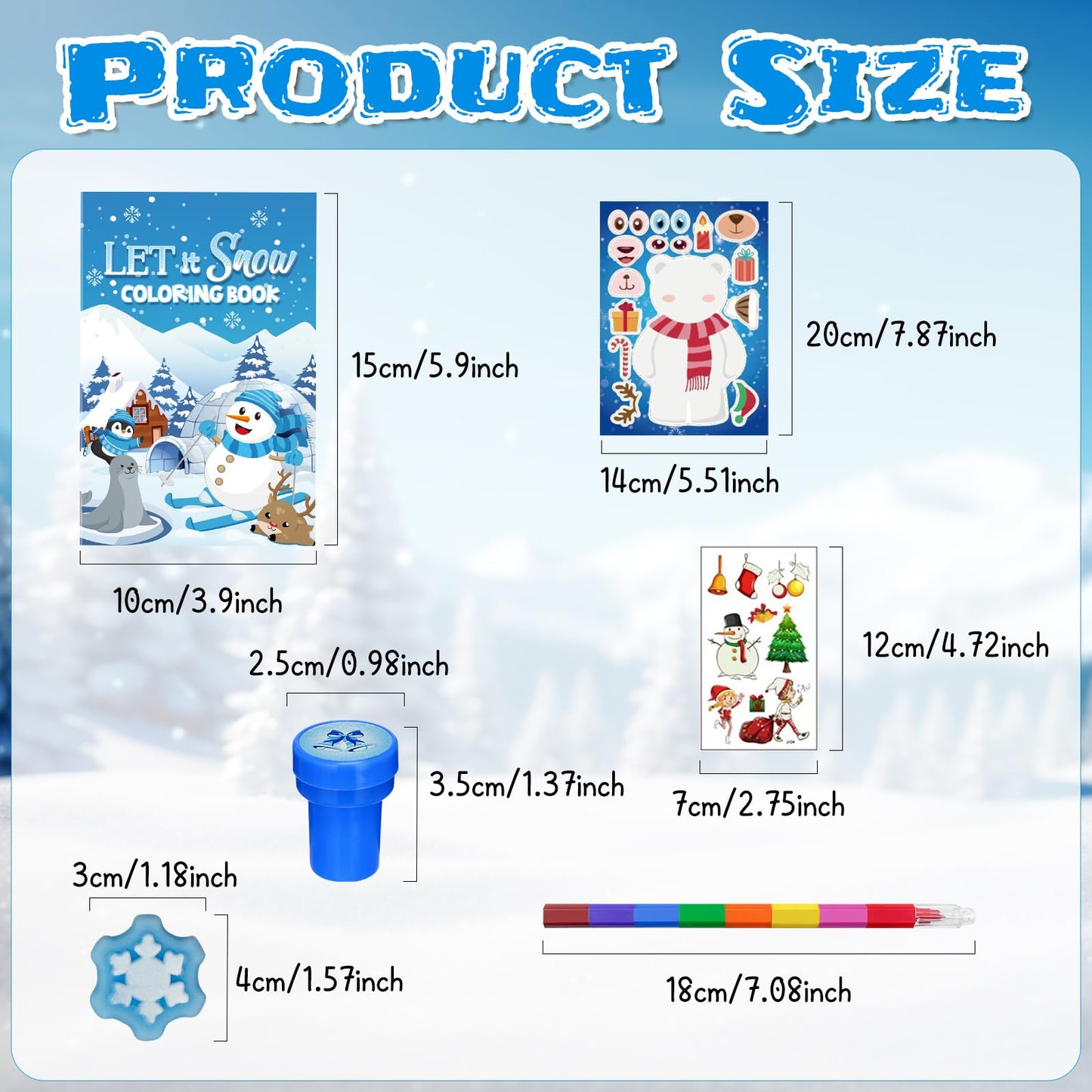 Cinrobiye 72 Pieces Winter Frozen Party Favors Winter Arctic Animals Coloring Books Tattoo DIY Sticker Stampers Class Reward Pri