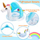 Unicorn Baby Swimming Pool Float With Canopy, Glitters, Seat & Safety Handle, 2024 Summer Baby Floats For Pool, Inflatable Baby Floaties For 8-36 Months Toddler Boy Girl Summer Outdoor Party Favor