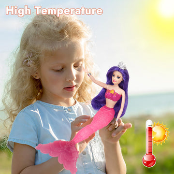 Bettina Color Change Mermaid Doll Playset, Mermaid Princess Doll With Color-Changing Tail, Mermaid Toys With Seahorse & Accessories, Purple Hair