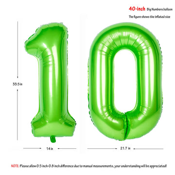 Number Balloons 40 Inch Green Birthday Party Decorations 10St Digital Jumbo Helium Foil Mylar Balloon