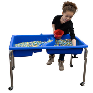 Children'S Factory Neptune 24'' Large Sensory Table, Sandbox With Lid, Water Table For Kids Blue