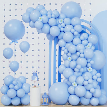 140Pcs Pastel Blue Balloons Baby Blue Balloon Garland Arch Kit 5/10/12/18 Inch Latex Light Blue Balloons Different Sizes As Gend