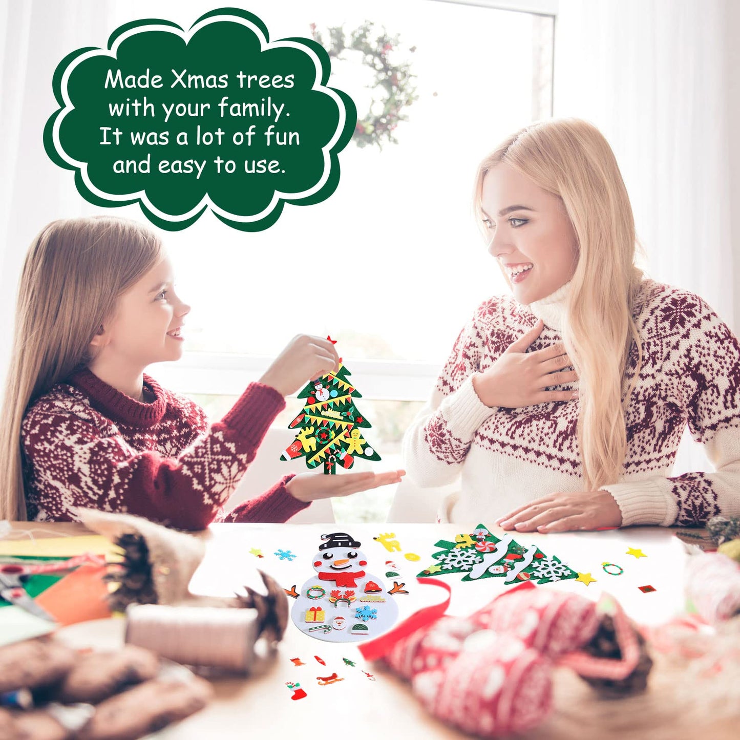 Tatuo Christmas Felt Craft Kits for Kids - DIY Snowman & Christmas Tree Set - Wall-Mounted Crafts - Fun Home Activities
