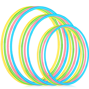 Syhood 12 Pcs Toy Color Hoop Plastic Detachable Adjustable Hoop Light Weight Exercise Hoop Fitness Hoop Equipment Toy Waist Ring for mature-themed Party Game Dance  3 Sizes(Green  Pink  Yellow  Blue)