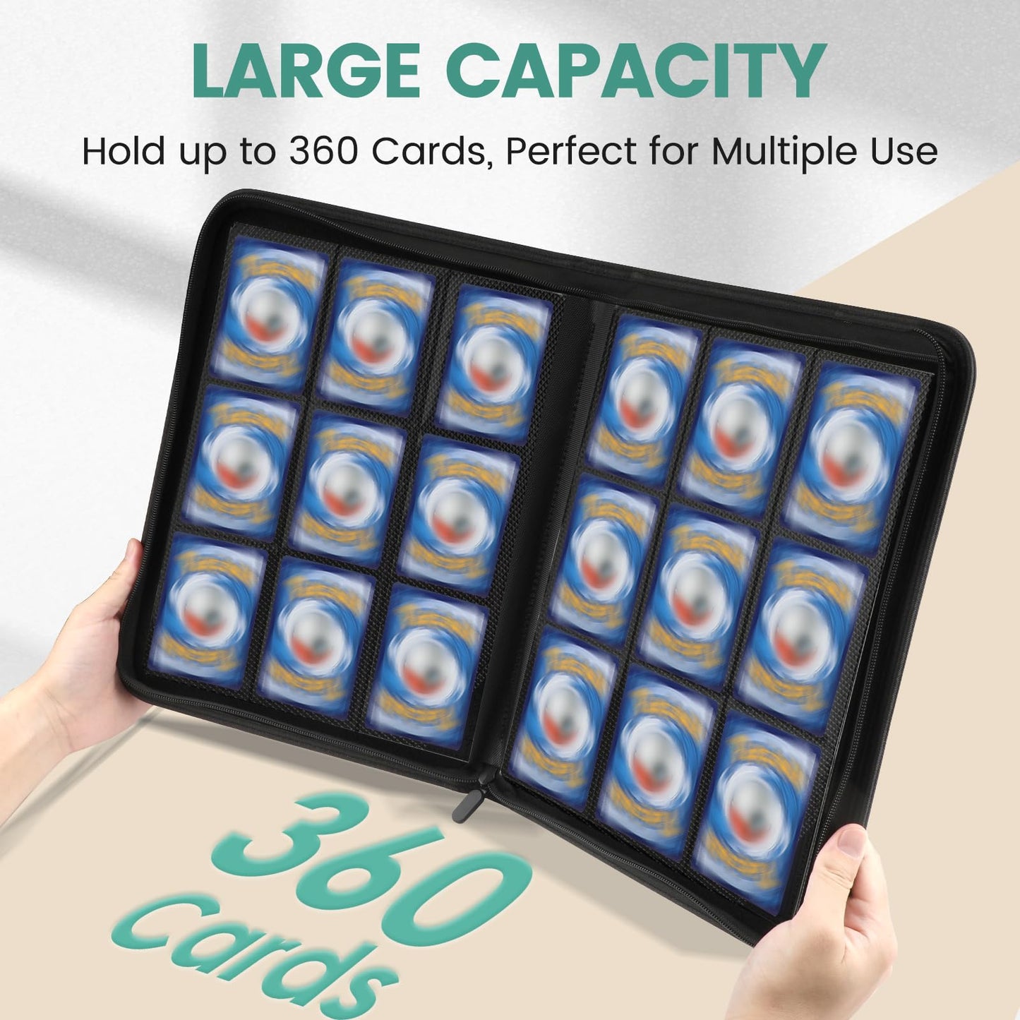 9 Pocket Card Binder  enhanced Ringless Trading Card Binder 360 Side Loading Pocket PU Card Collection Binder  Sturdy Collectible Card Albums Card Folder for MTG  TCG  Sports Cards  Game Cards-Green