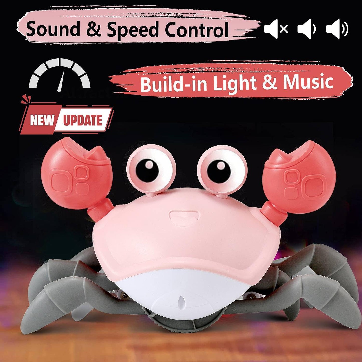 Control Future Baby Girl Toys Tummy Time: Pink Crawling Crab Babies Montessori Toy Learning 36 Months 3 Year Old Birthday Infant