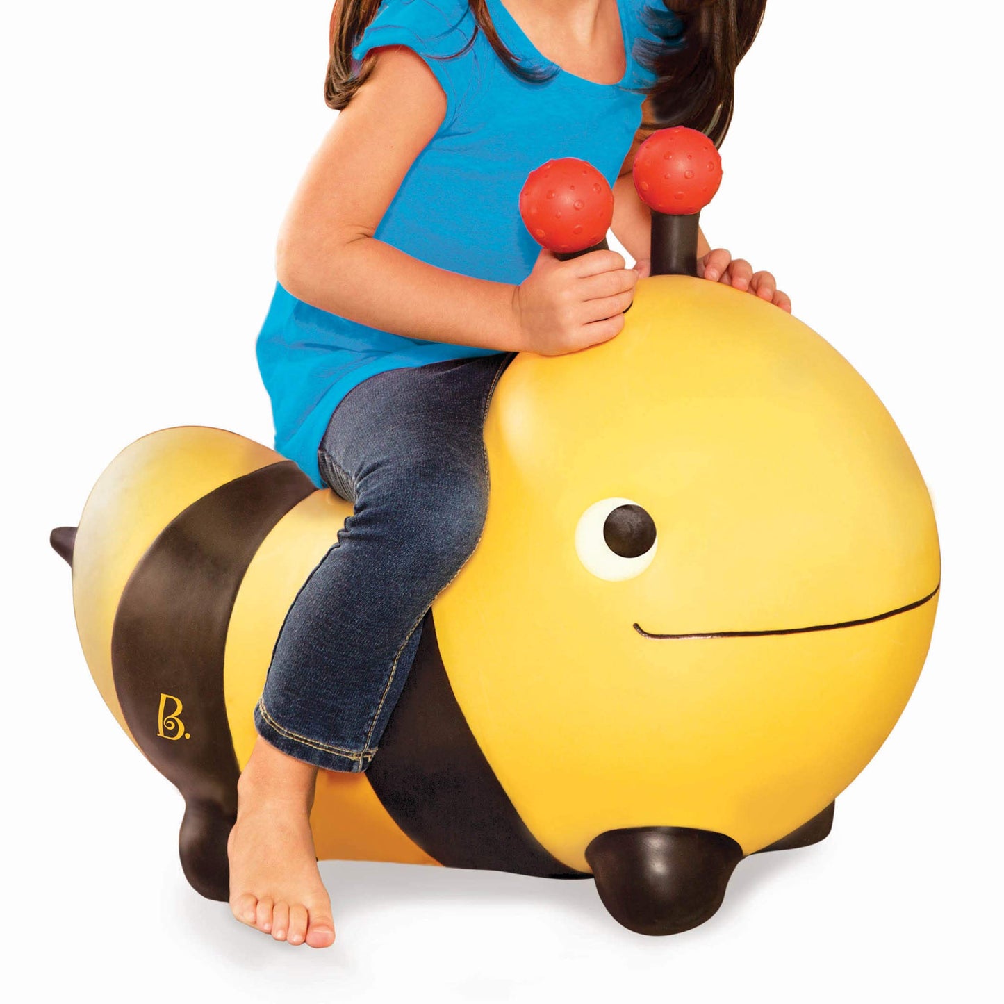 B.Toys - Inflatable Bee Bouncer Ride-On Toy With Air Pump - Toddler Toys For Balance & Motor Skills - Kids Bouncing Seat With Easy-Grip Antennae - Safe Indoor Active Play, Ages 18 Months+