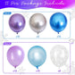 Jobkoo Frozen Balloons, 12 Inch Purple Blue Party Balloon Snowflake Balloons Metallic Silver Blue Purple Latex Helium Balloons F