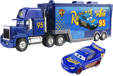 wltk Movie Cars 2 3 Hauler Mack Truck Blue NO.95 & Fabulous Lightning McQueen Speed 2PCS Vehicles